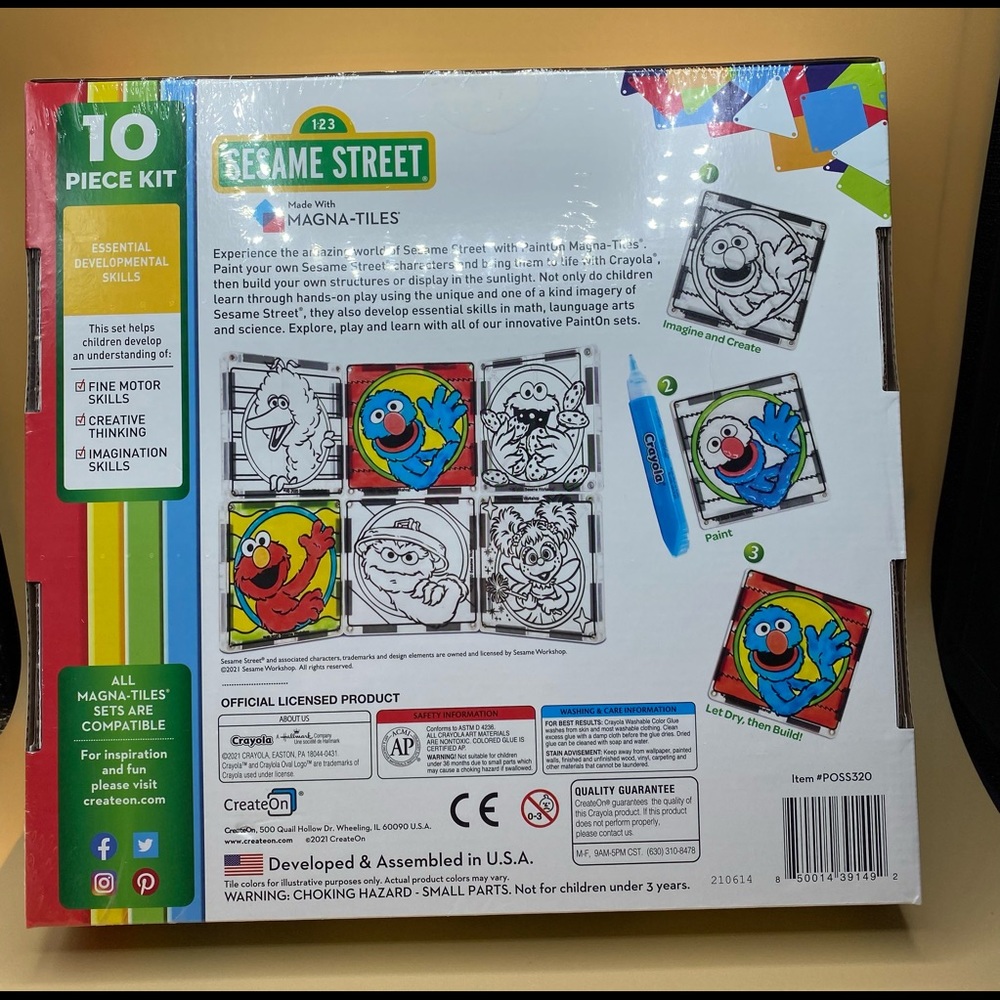Sesame Street Magna Tiles Paint On Crayola Fun Kids STEM